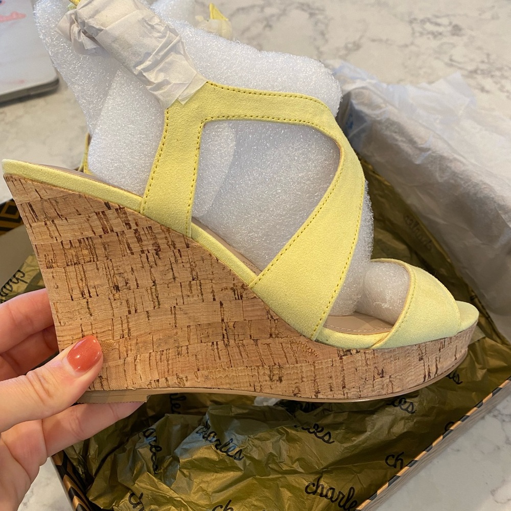 Brand new with tags yellow wedges size 7.5